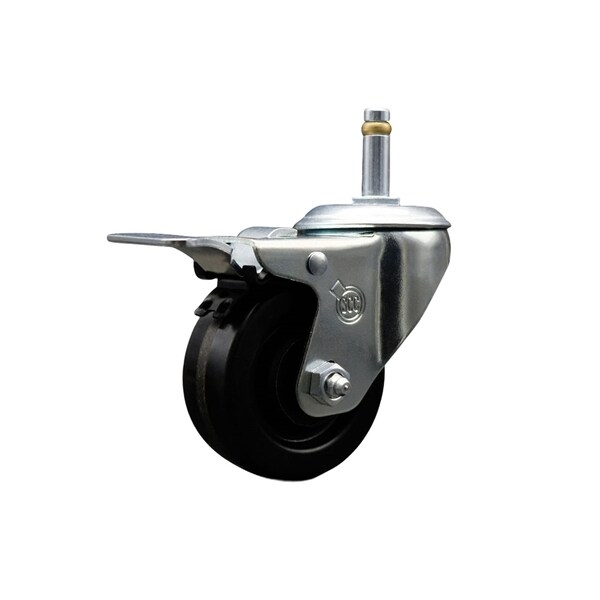 3'' Phenolic Swivel 7/16'' Grip Ring Stem Caster with Total Lock Brake